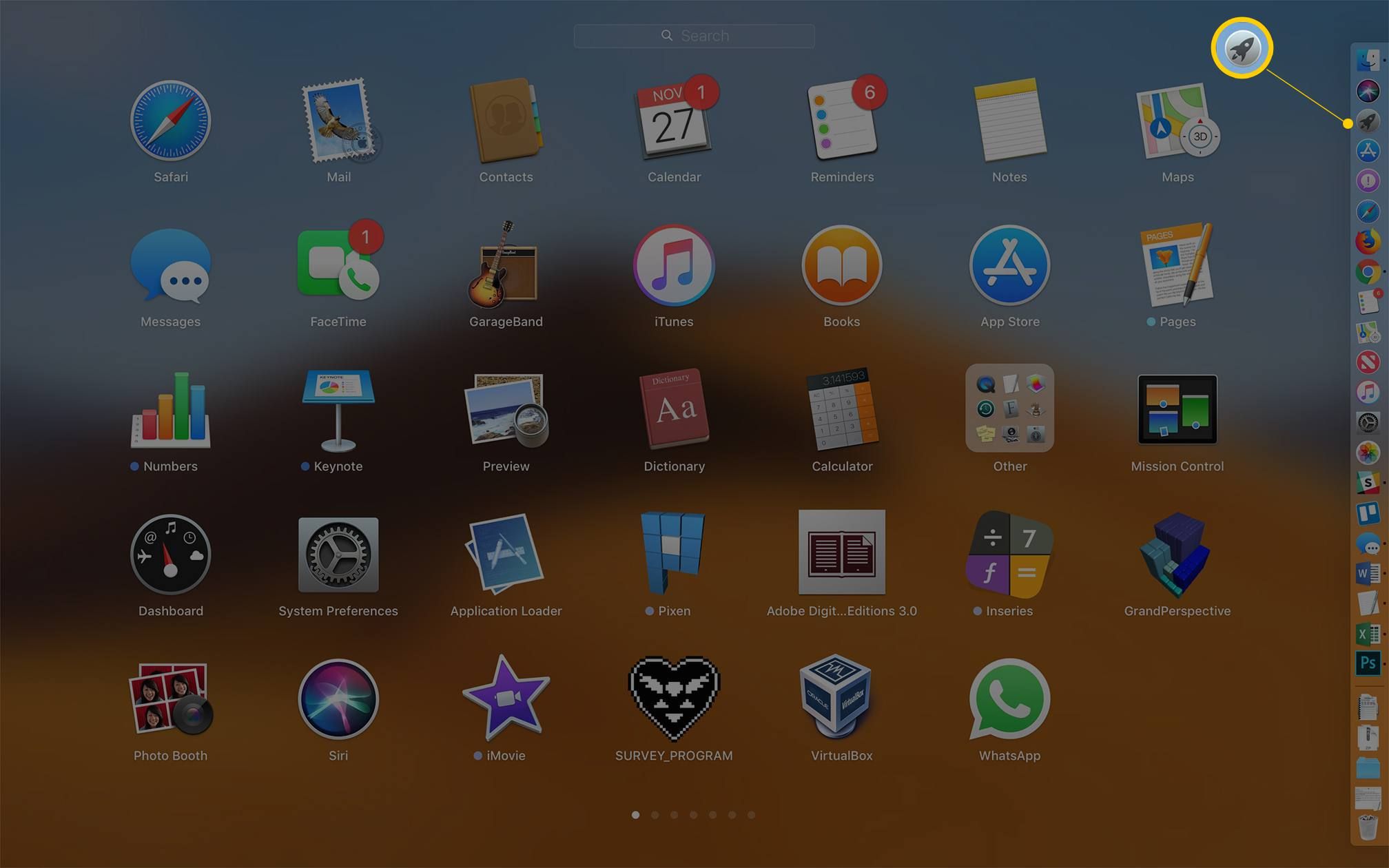 Приложение Launchpad для MacOS, выделение текста Приложение Launchpad Dock icon