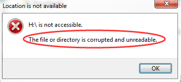 The File or Directory is Corrupted and Unreadable 