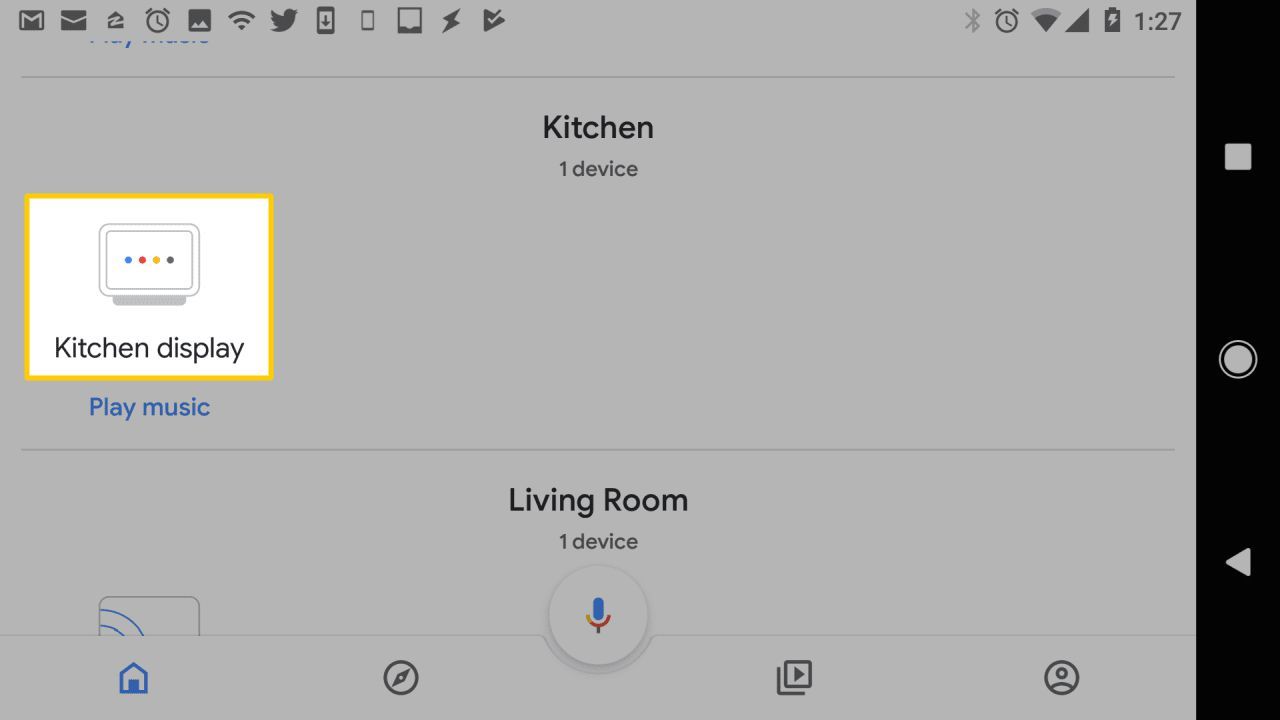 Снимок экрана главного экрана Google Home.