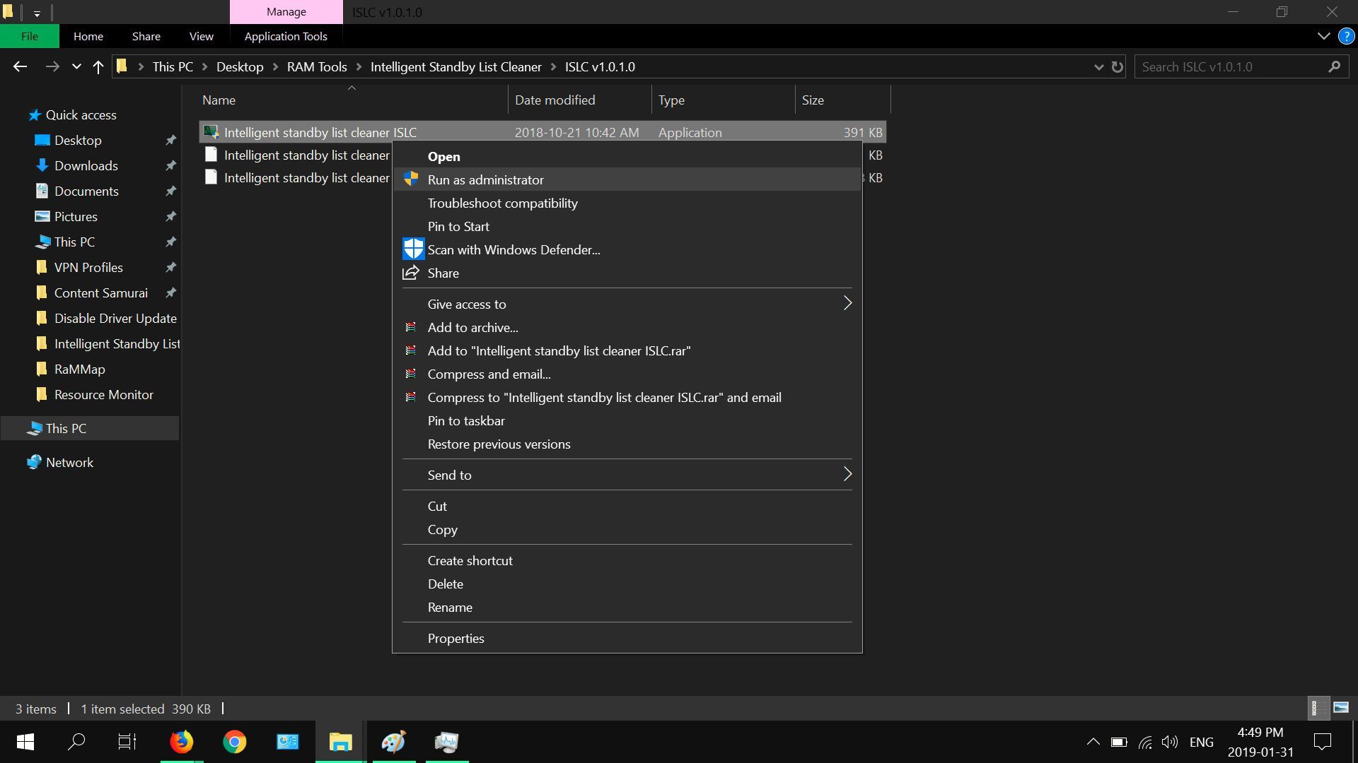 Скриншот ISLC, который открывается в Windows 10.