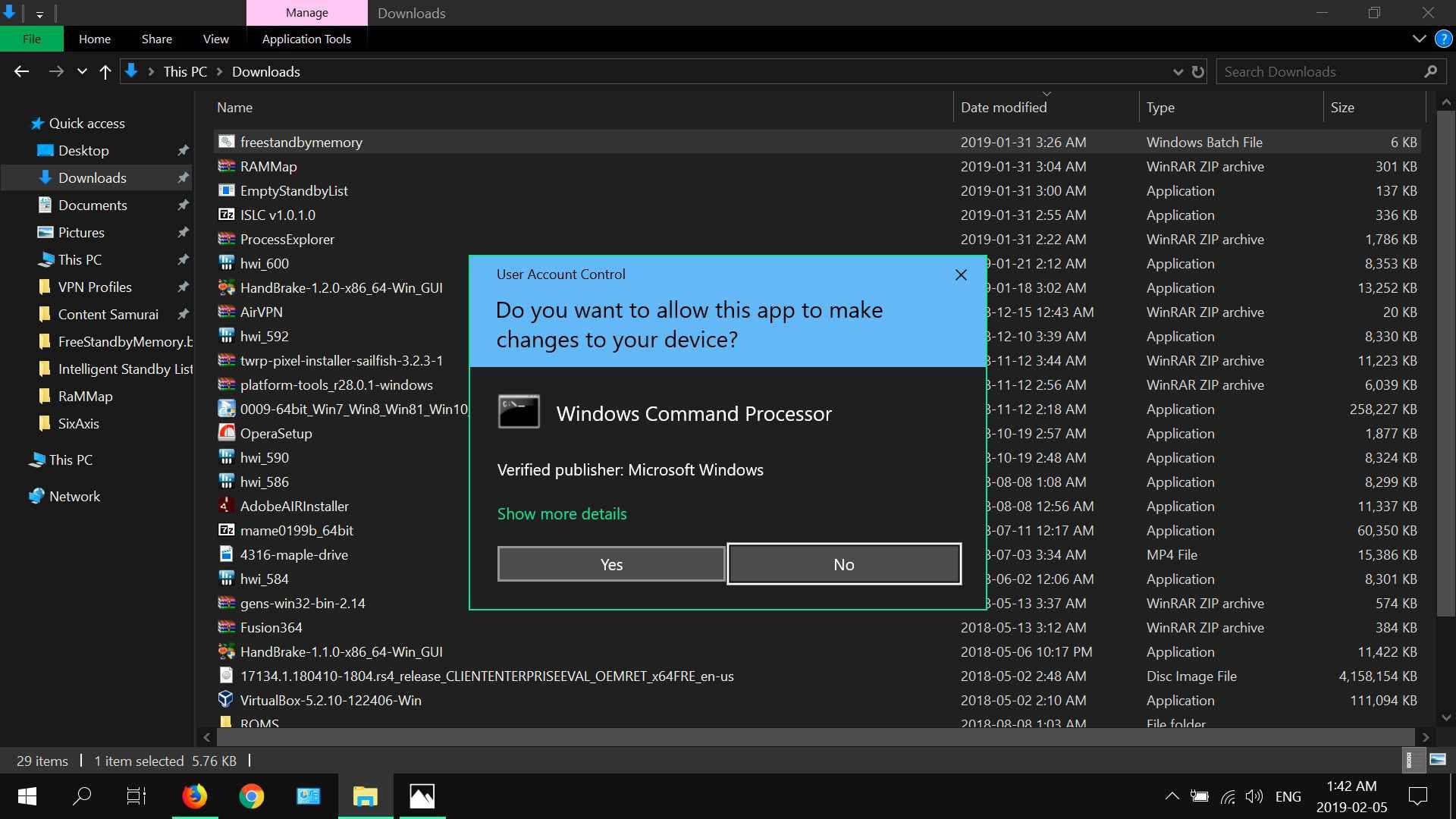 Скриншот всплывающего окна с Windows 10 UAC.