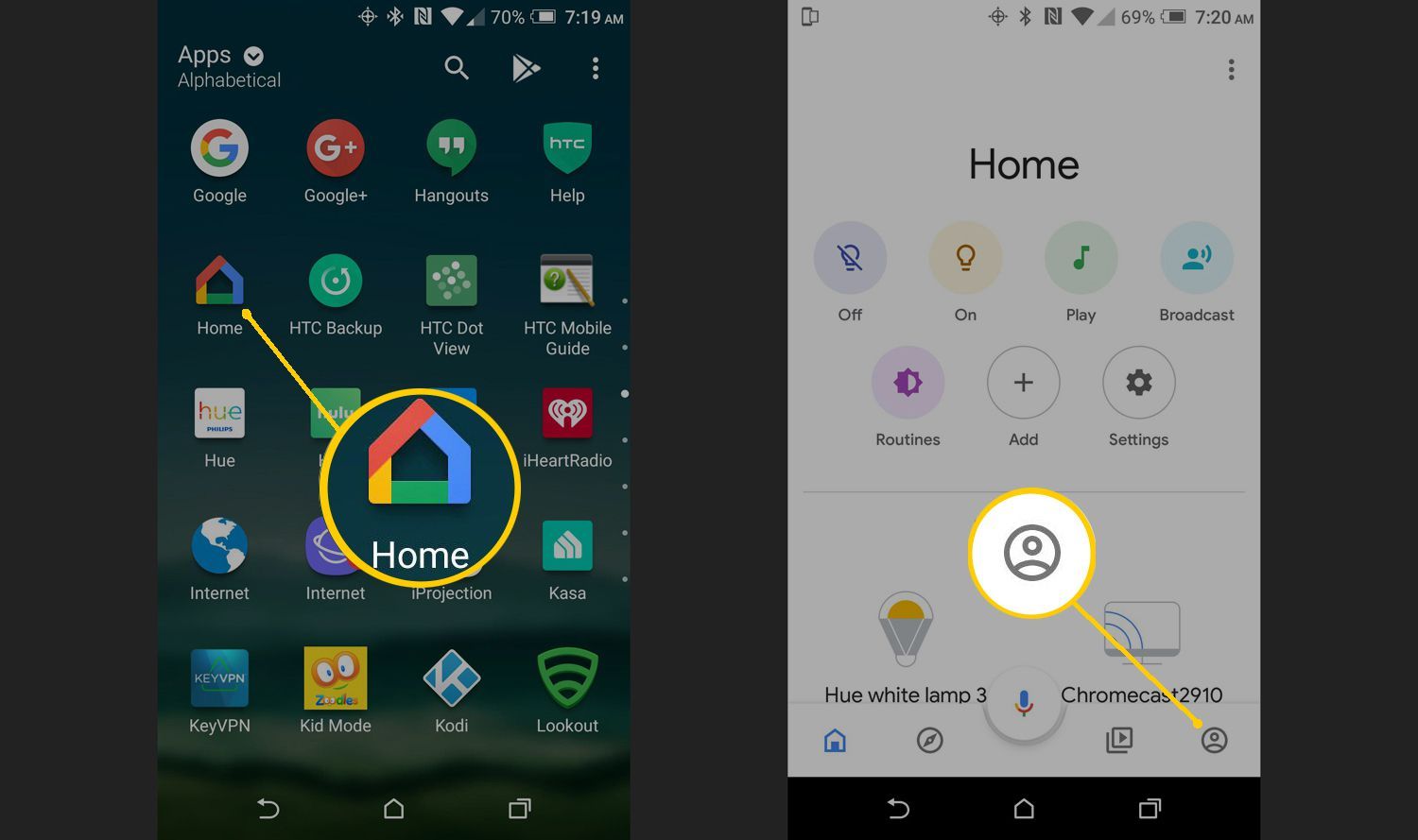 Приложение Google Home на главном экране смартфона