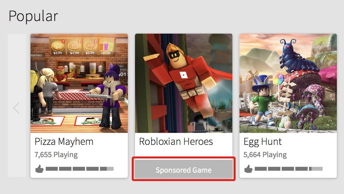 Скриншот популярных созданных игроками игр Roblox.
