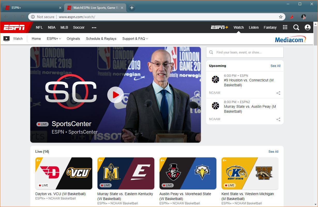 Скриншот ESPN.com.