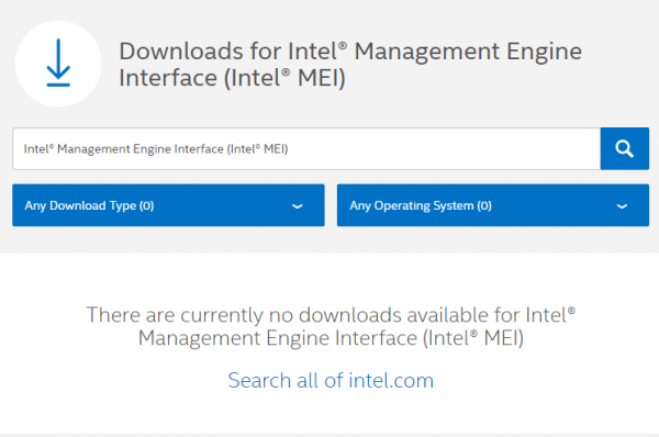 Intel Management Engine Interface Driver Code 10 