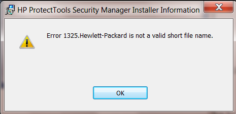 HP Client Security Manager Uninstall Error 1325 on Windows 7 