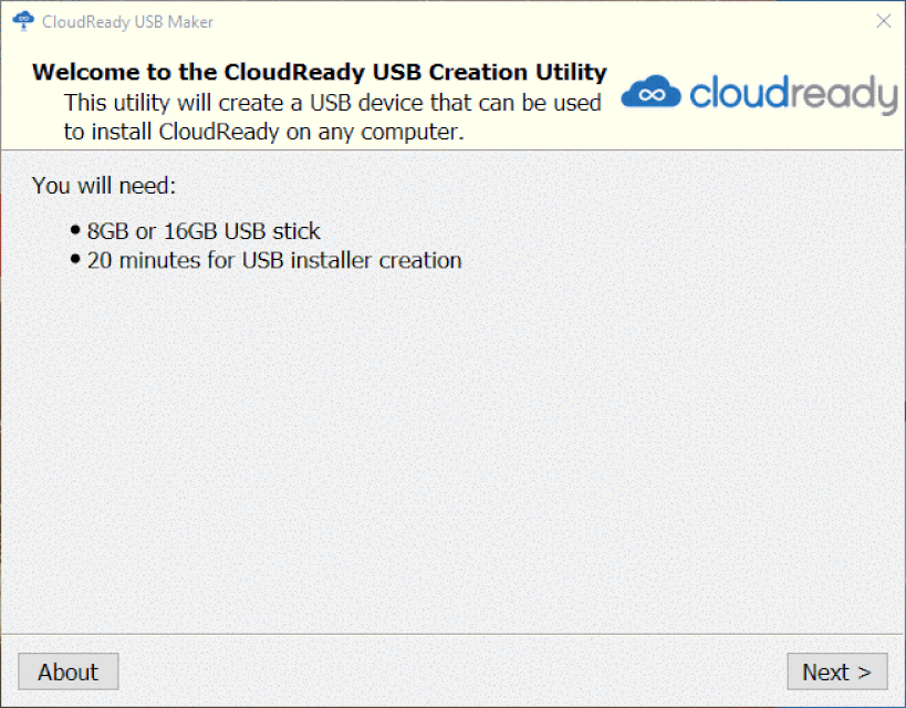 Анимация Cloudready USB-производителя