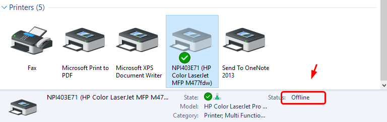 Printer Offline Status on Windows 10 