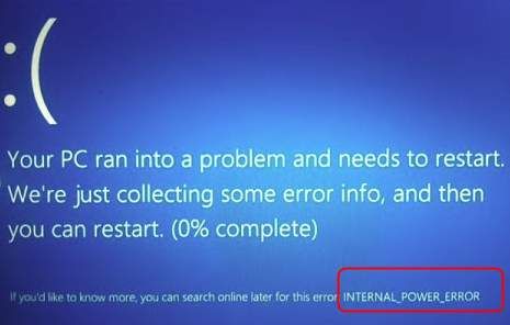 Fixed Internal Power Error on Windows 10 
