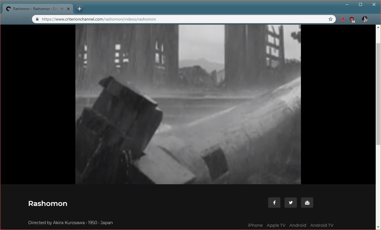 Скриншот Rashomon на канале Критерий.