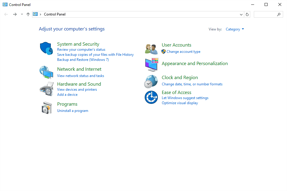 Панель управления в Windows 10 скриншот