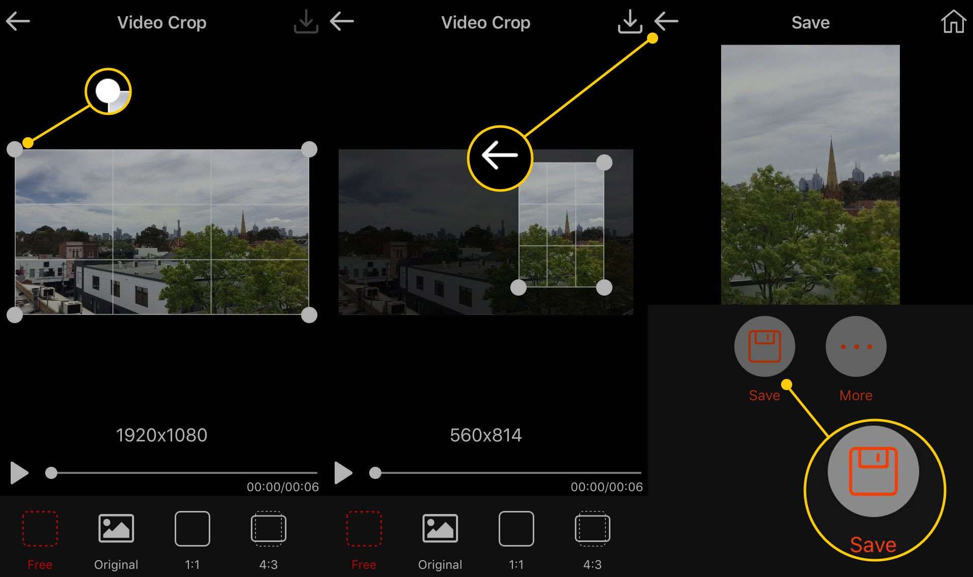 Обрезка и сохранение видео в Video Crop для iOS