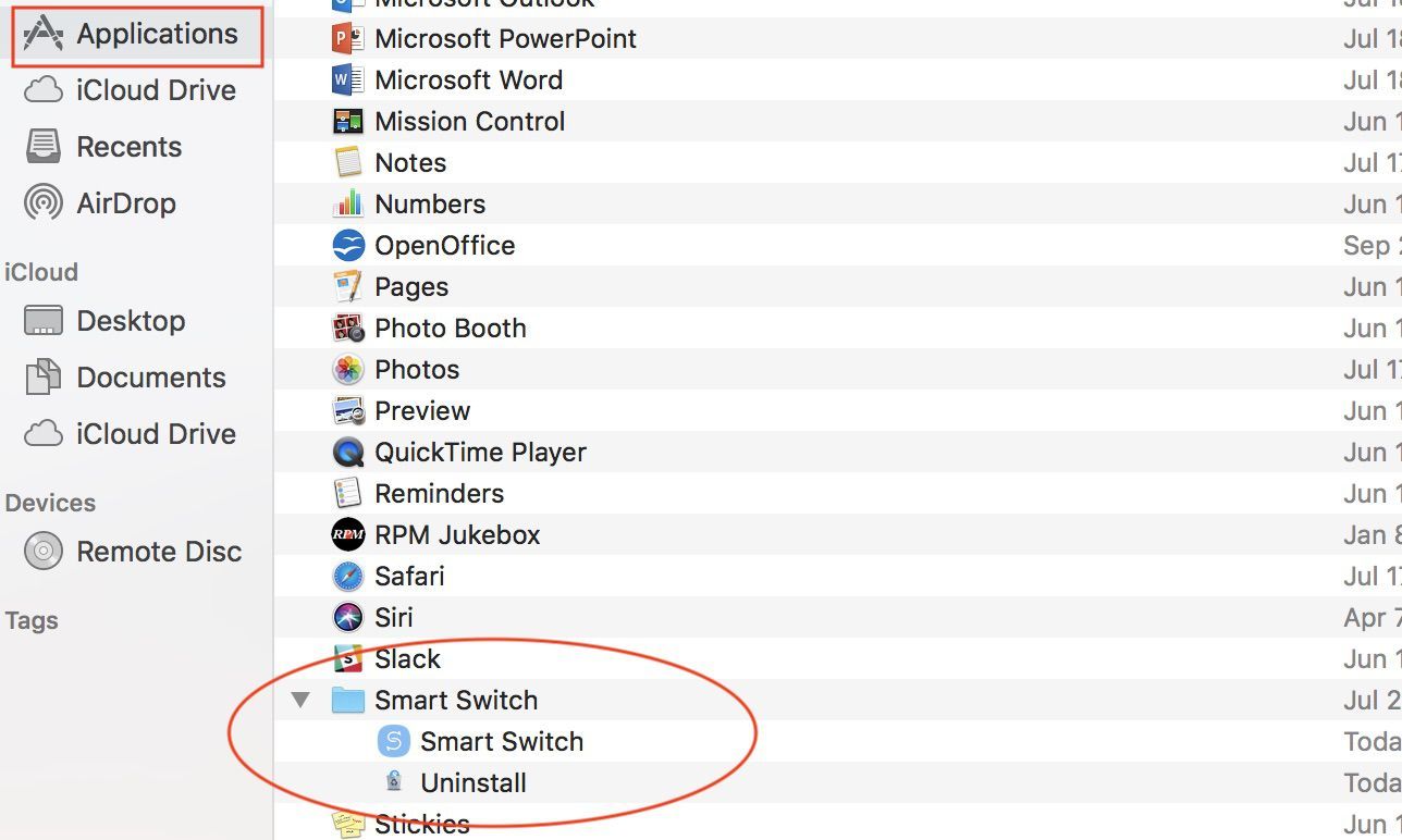 Скриншот MacBook's Applications folder where software has just been installed.