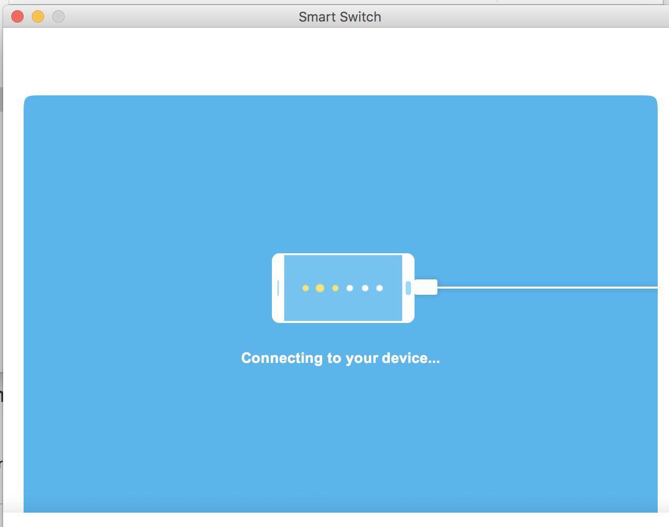 Скриншот подключения Samsung Smart Switch к телефону.