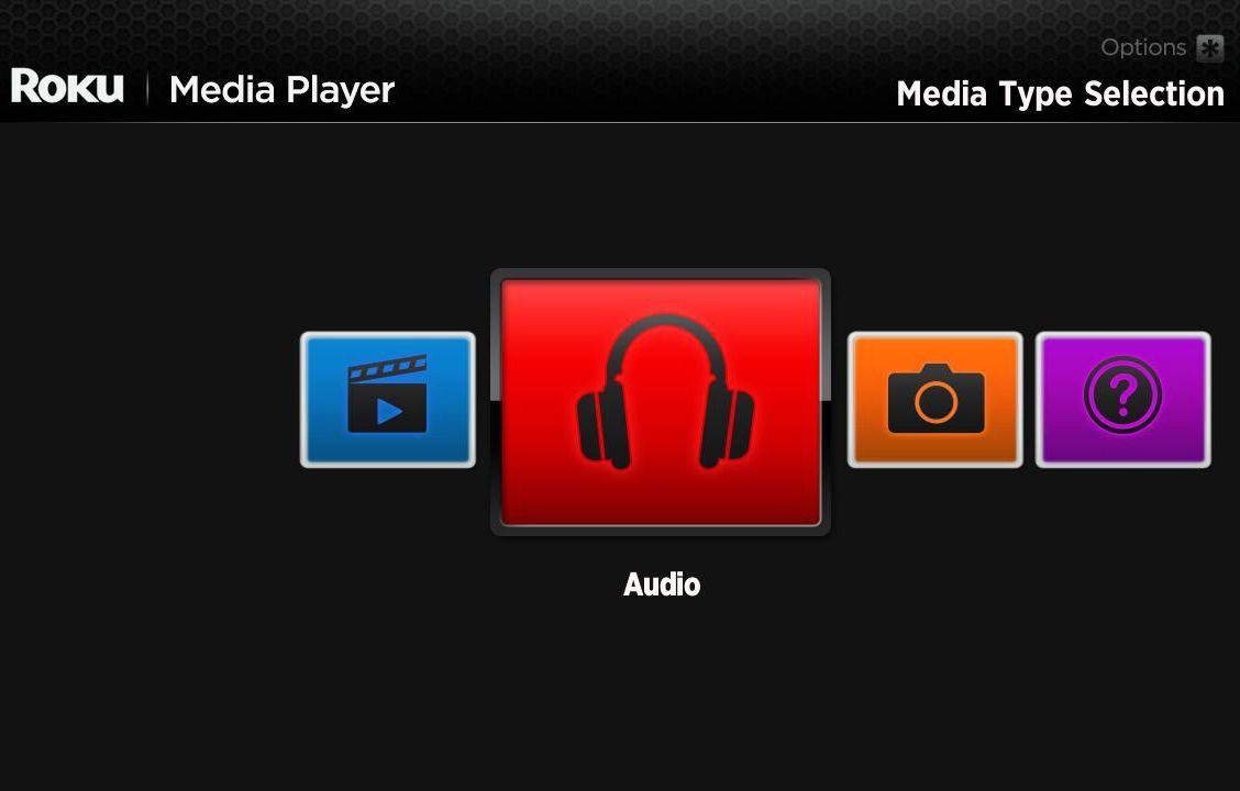 Пример меню Roku Media Player
