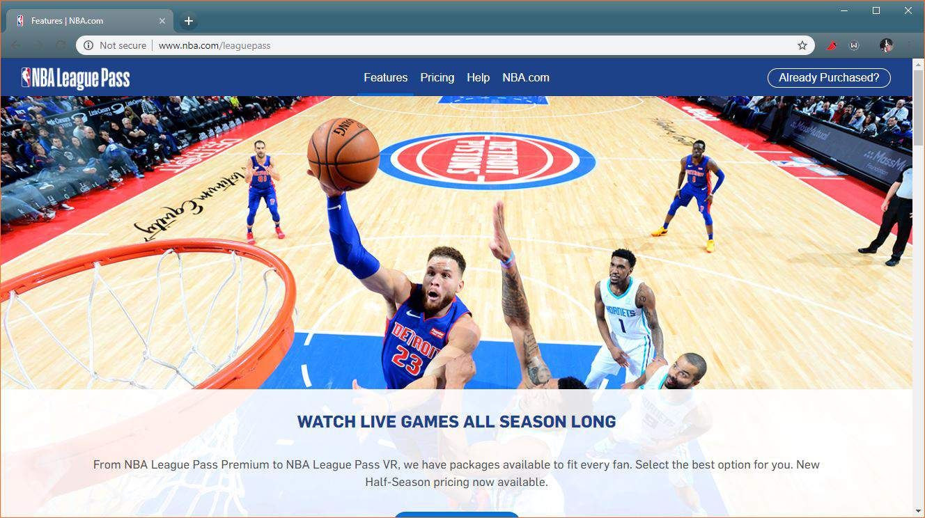 Скриншот NBA League Pass.
