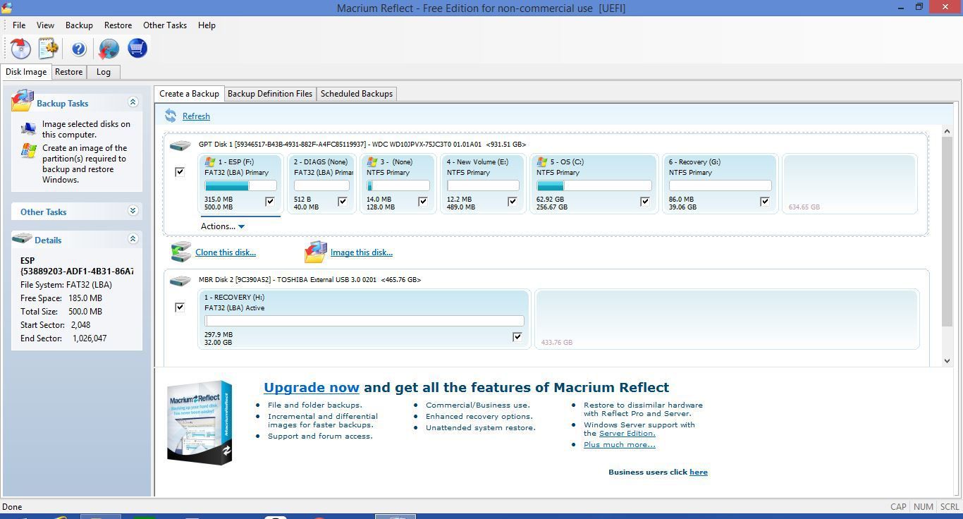 Скриншот создания полного образа диска Windows