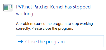 Best Way to Fix LOL “PvP.net Patcher Kernel Has Stopped Working” 