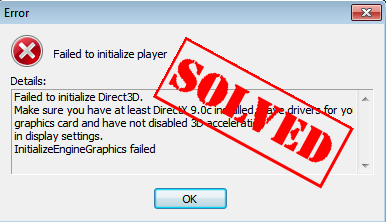 Failed to initialize Direct3D 