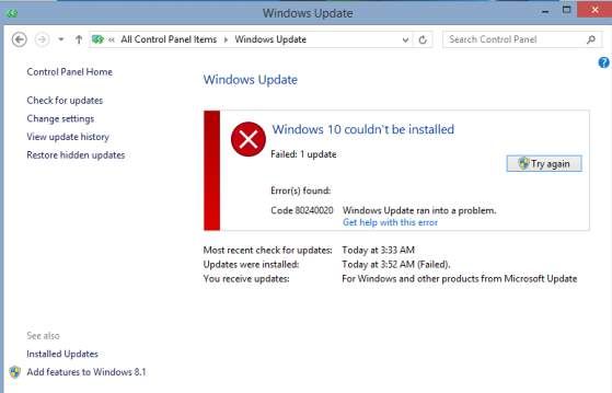 Methods to Fix Windows 10 couldn’t be installed Error [Code 80240020] 
