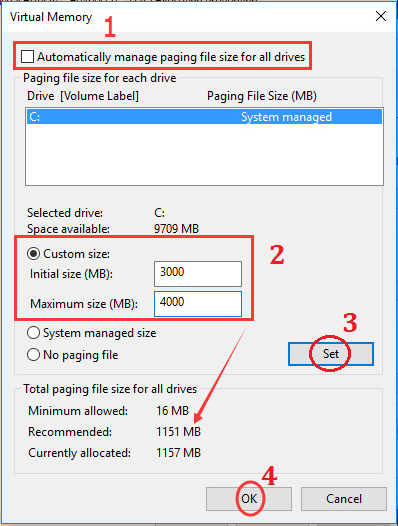 Windows 10 Your Computer is Low on Memory 