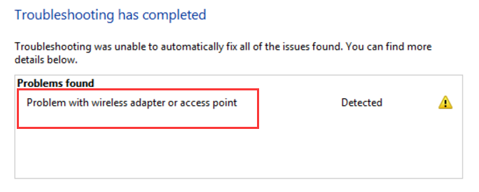Fixed Problem with wireless adapter or access point on Windows 10 