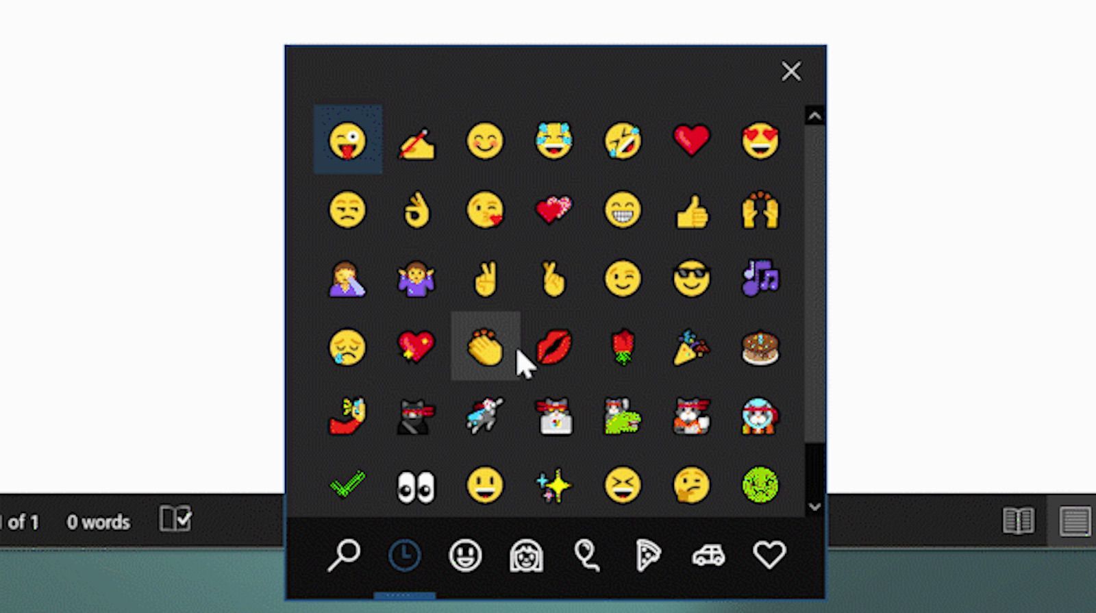 Скриншот клавиатуры Emoji на ПК с Windows.