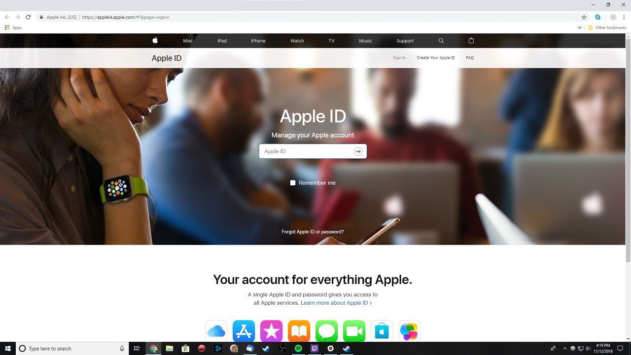 Apple ID Войти на странице