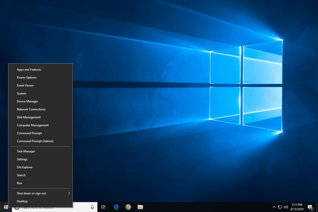 Параметры Windows 10 Power User Menu