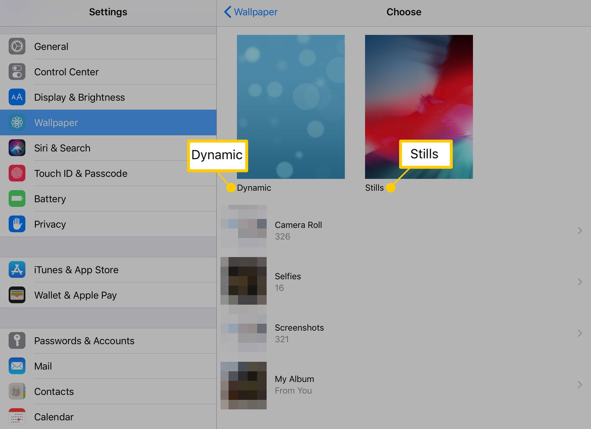 Динамические и жесткие варианты обоев на iPad
