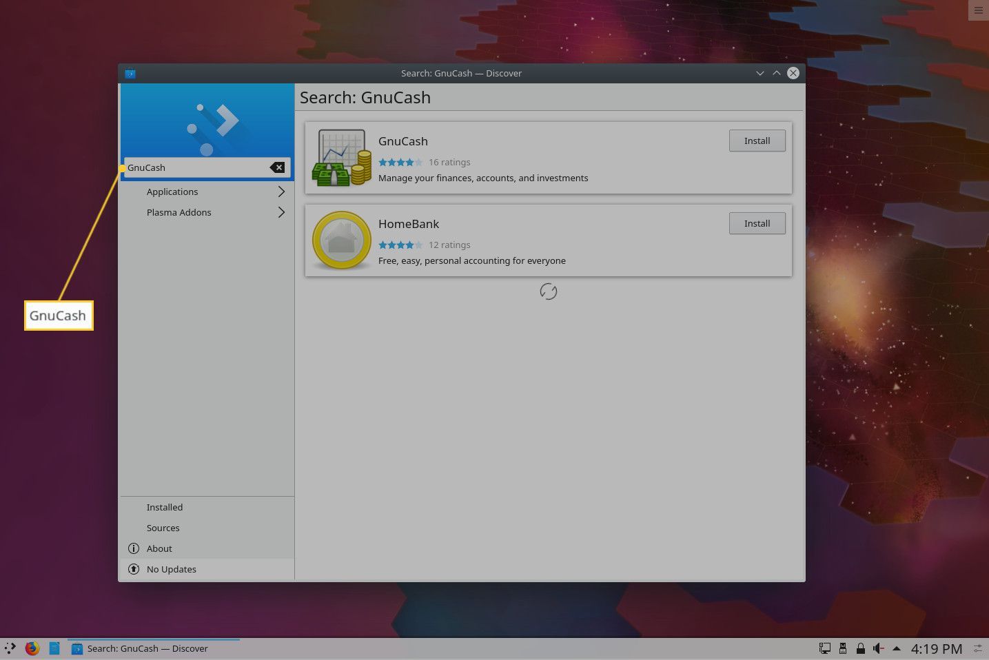 Снимок экрана приложения KDE Discover.
