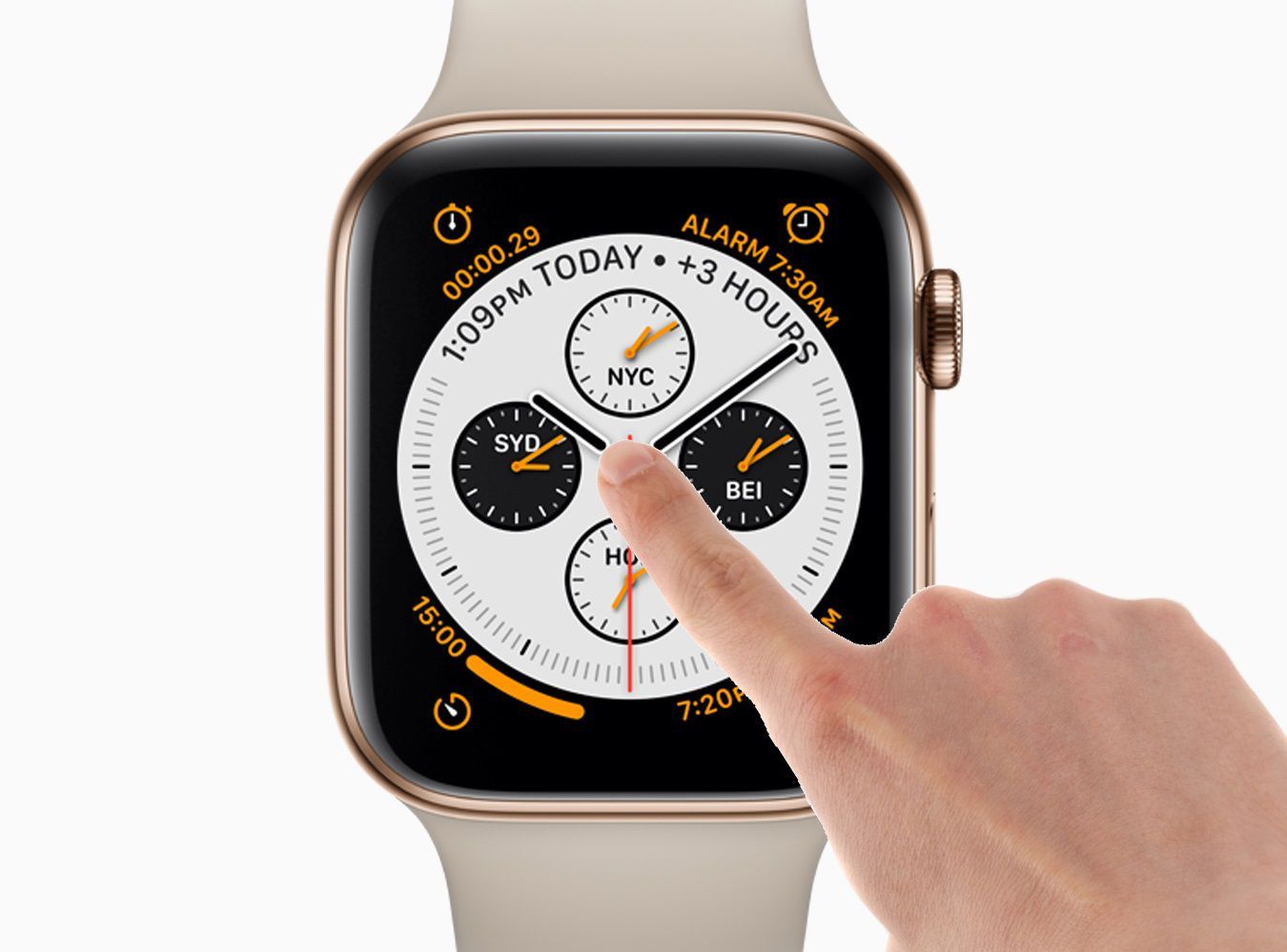 Жест пальцем на Apple Watch's display