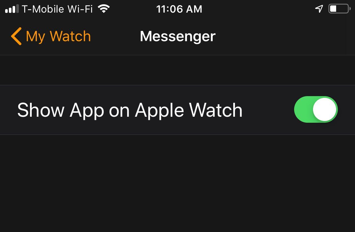 Настройки мессенджера для Apple Watch