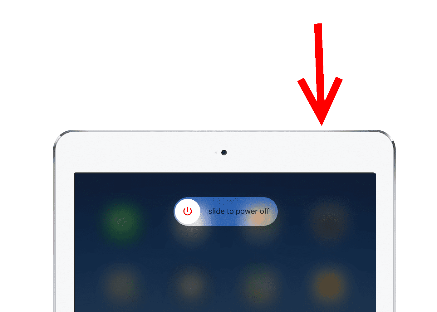 Скриншот, показывающий, как выключить iPad.