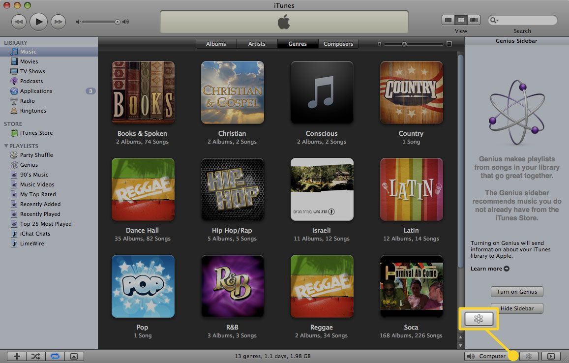 Кнопка Genius в iTunes 11