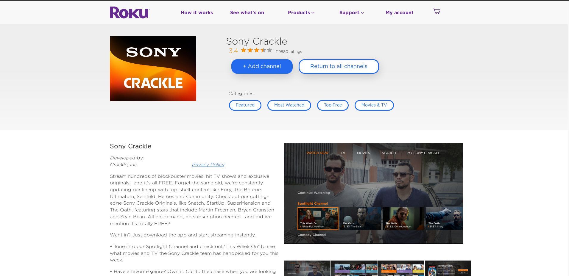 Sony Crackle Roku Channel