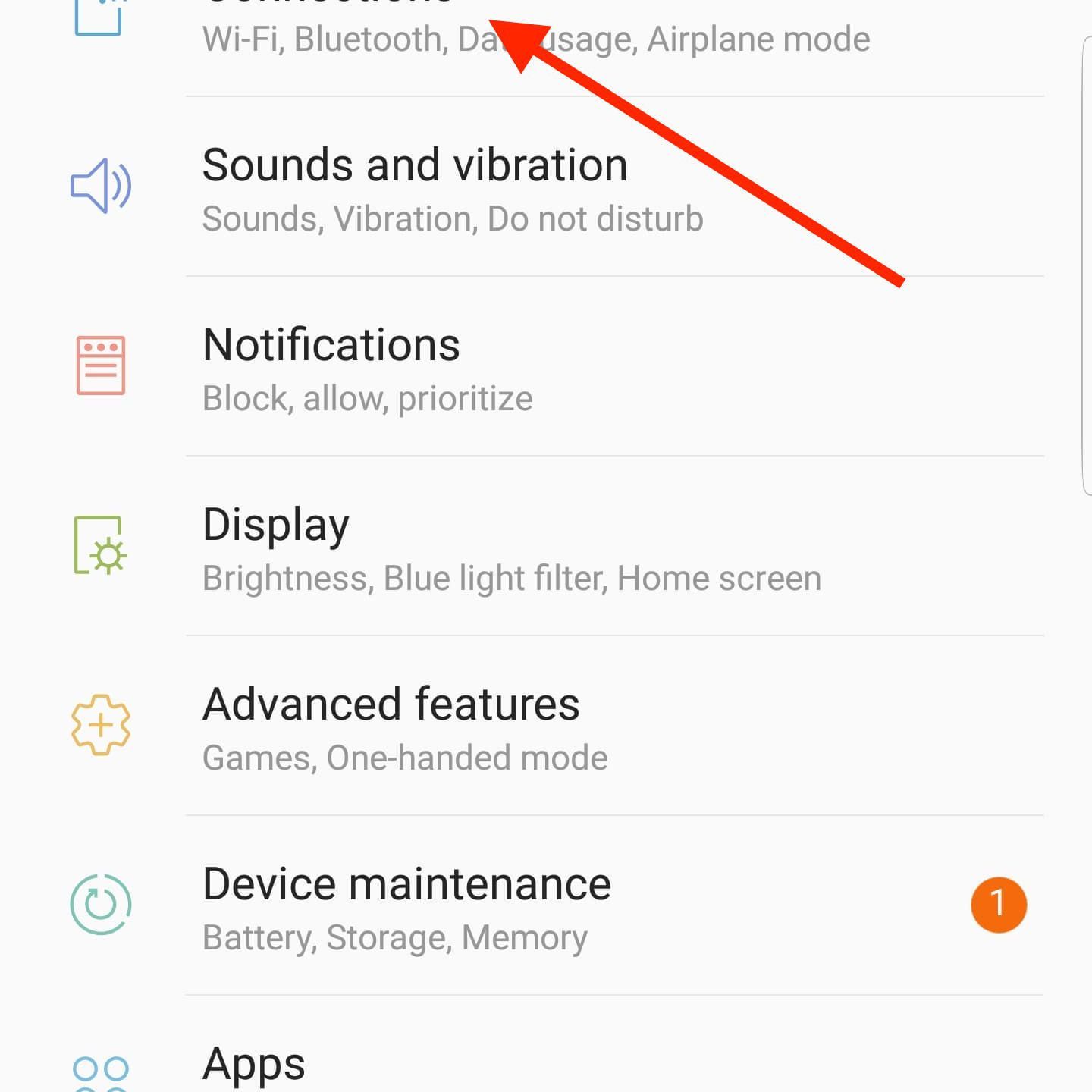 Снимок экрана: доступ к элементам управления Bluetooth через меню настроек в Android.