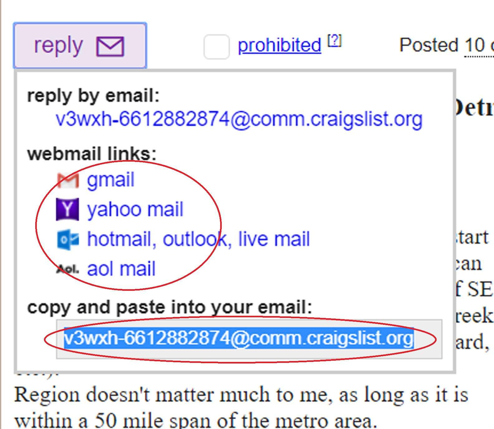 Ответить по электронной почте в Craigslist