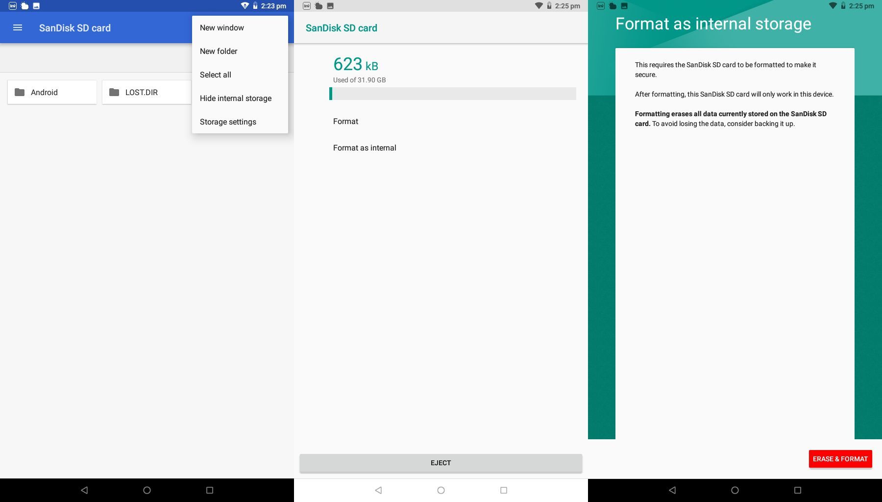 Fomatting SD-карта на Android.