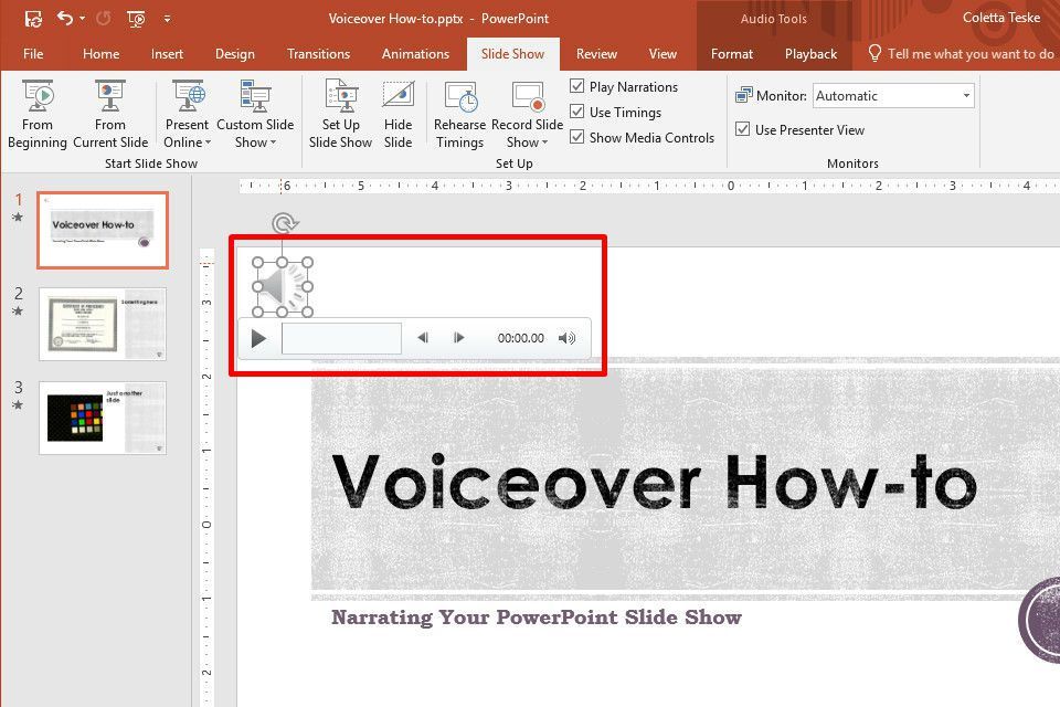 Скриншот записанного аудио на слайде PowerPoint
