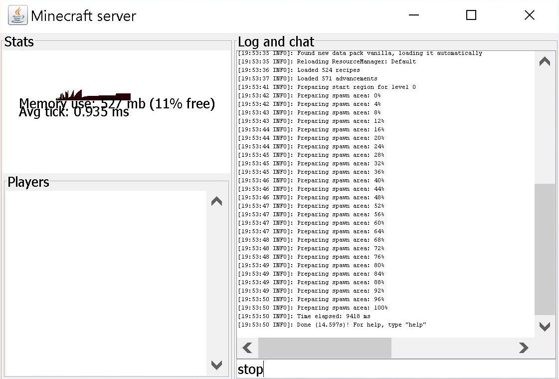 Серверное программное обеспечение Minecraft под Windows
