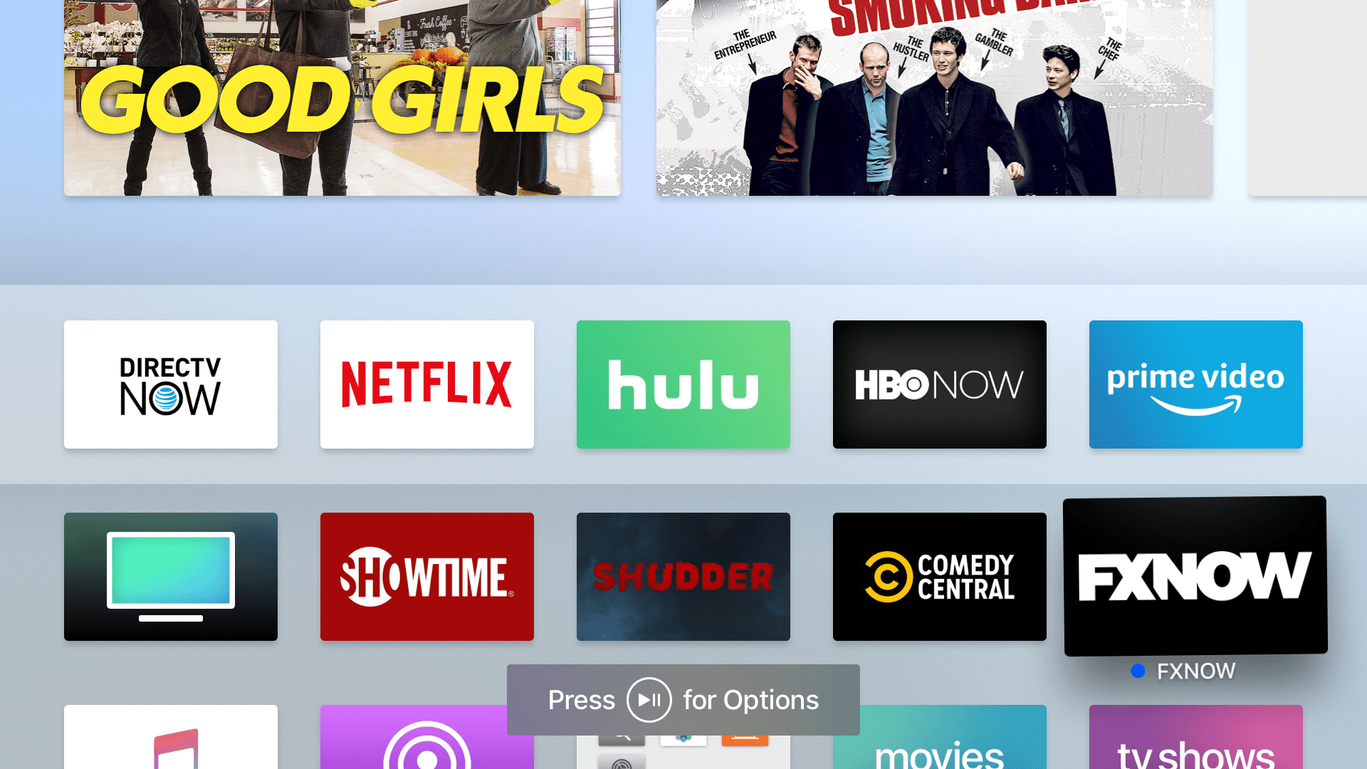 снимок экрана Apple TV с выбранным приложением