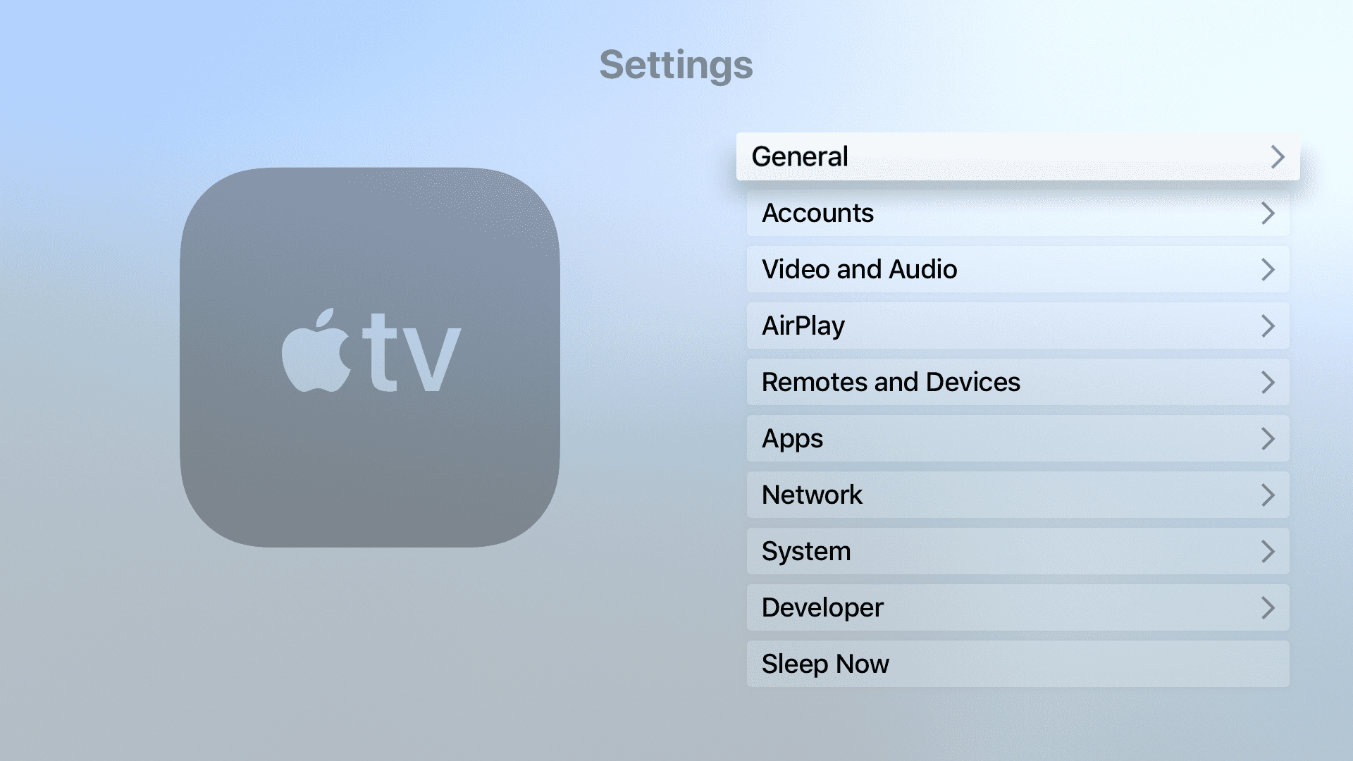 скриншот настроек Apple TV
