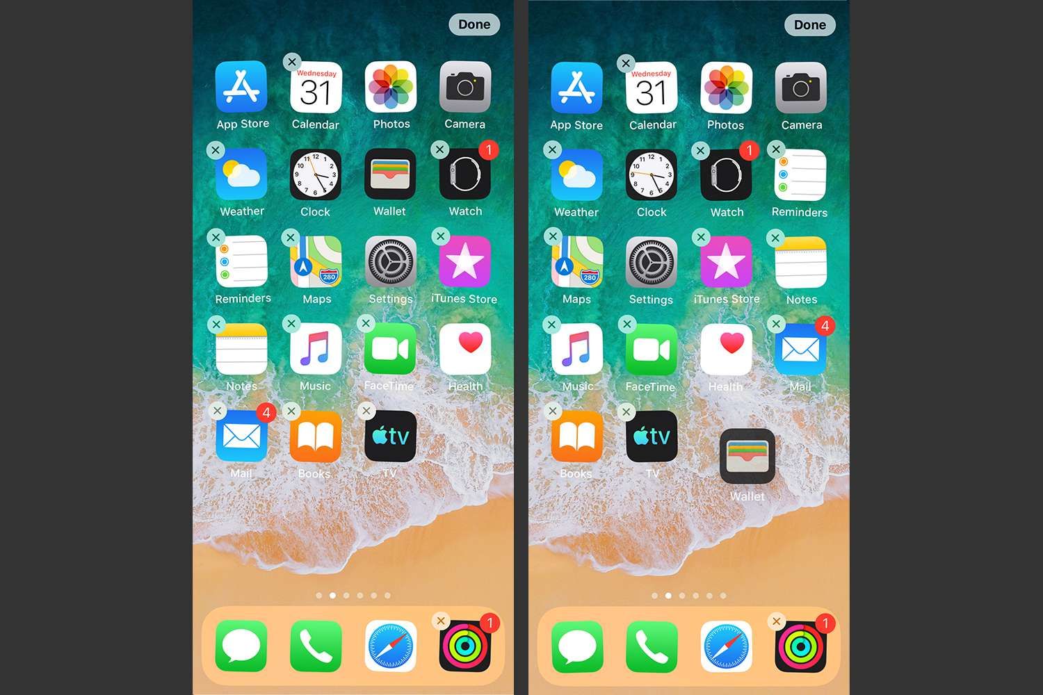 Домашний экран iPhone с покачивающимися приложениями