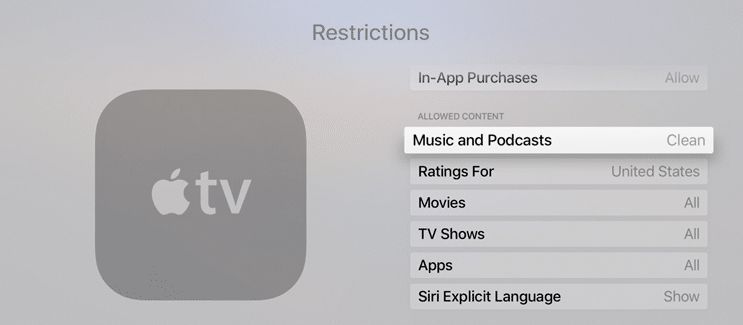 Apple TV допускает ограничения контента