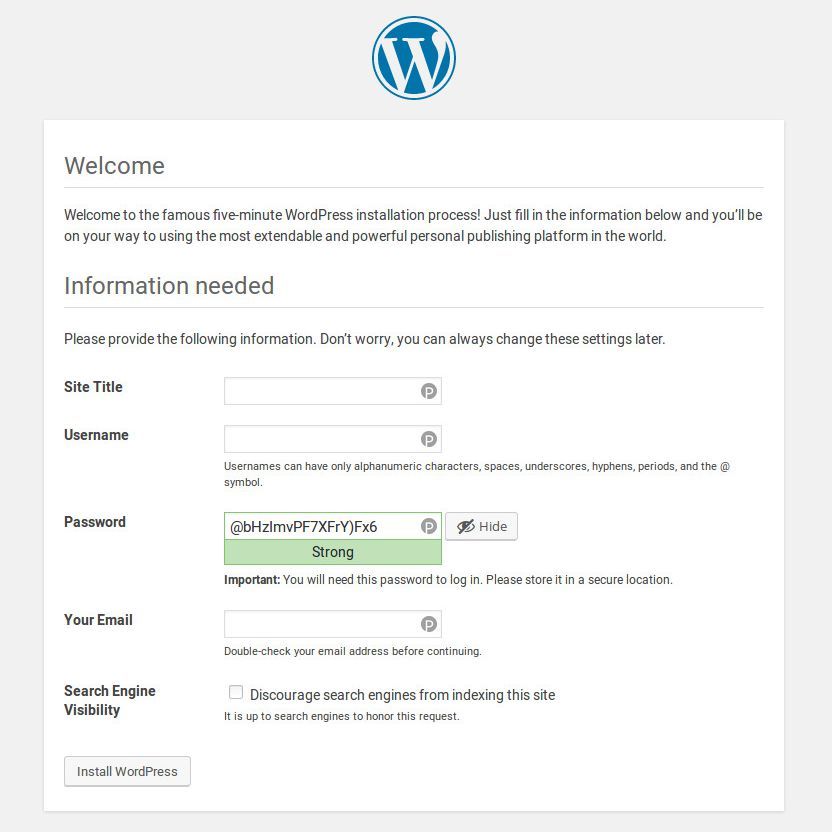 Веб-установщик WordPress.