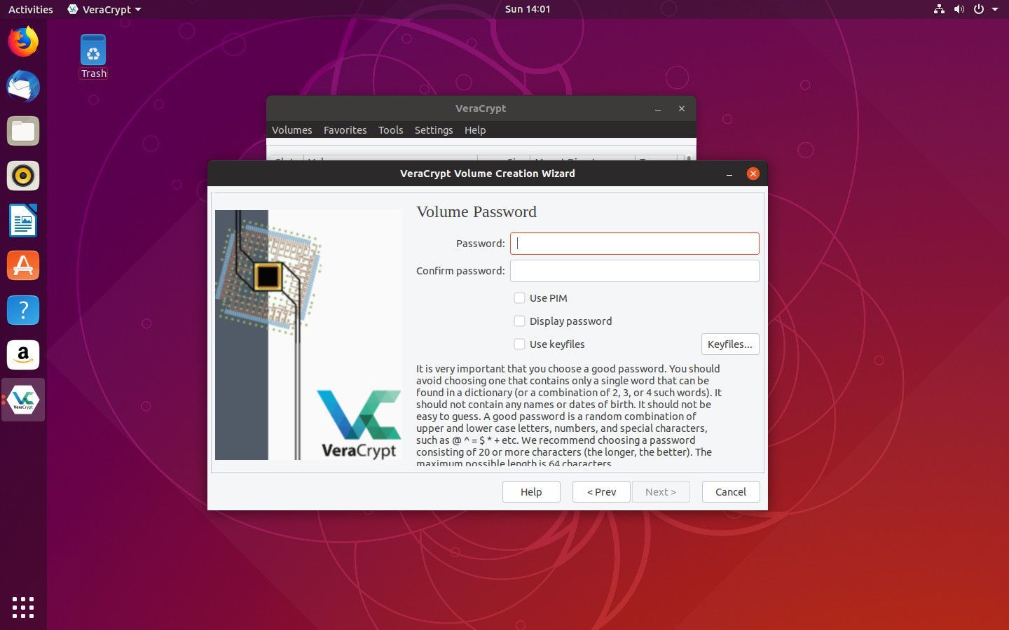 VeraCrypt создать безопасную фразу-пароль