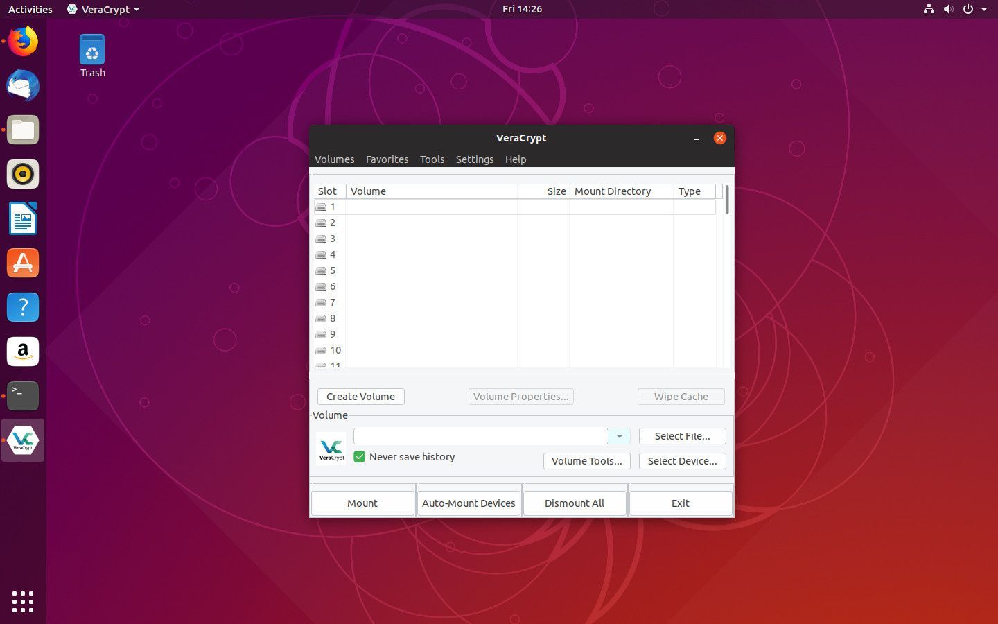 VeraCrypt работает на Ubuntu
